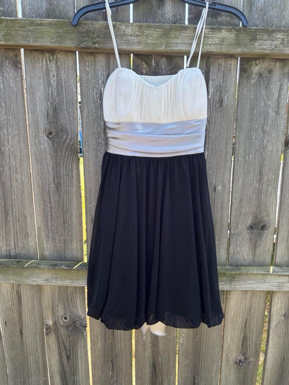 Two-Tone Spaghetti Strap Party Dress - Black & White
